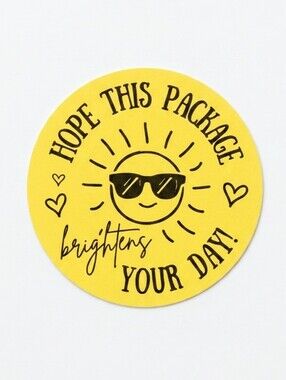 3/$15 50 Pcs Yellow 2" Round Stickers Hope This Package Brightens Your Day